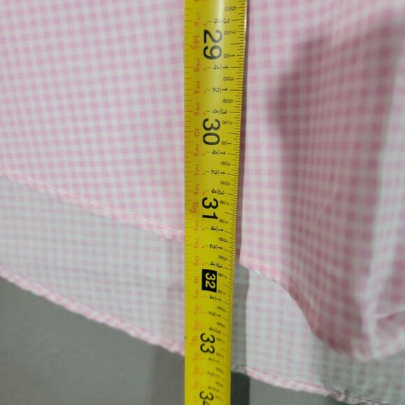 Pink Gingham Check Flannel Top Womens Plus Size 1X Rhinestone Floral Embellished - Picture 15 of 16